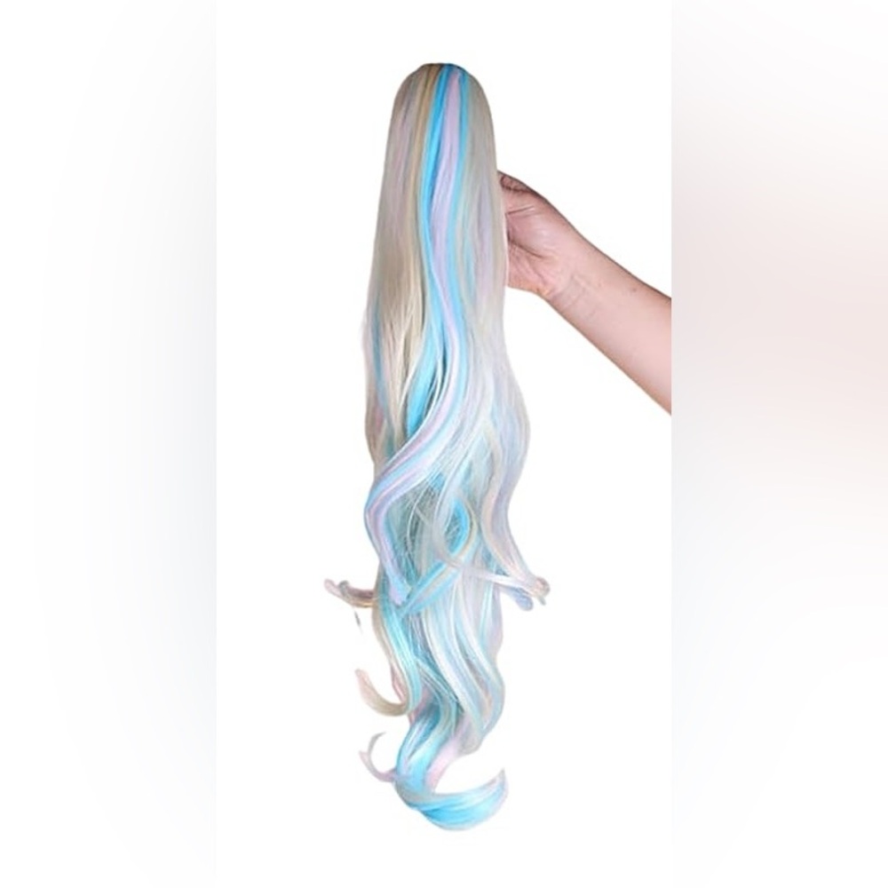 Pastel Blue, Yellow & Pink Hair clip Extension